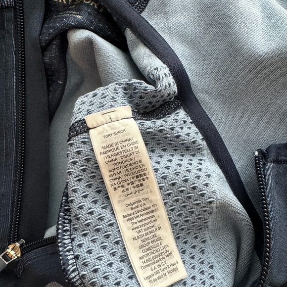 Tory Burch Sport Hoodie Seamless Navy Hooded Zip Pullover Top - Picture 13 of 16